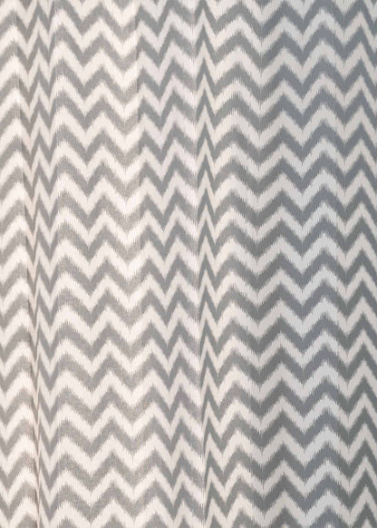 Ikat Chevron Grey 100% cotton geometric curtain for living room - Room darkening - Single Piece