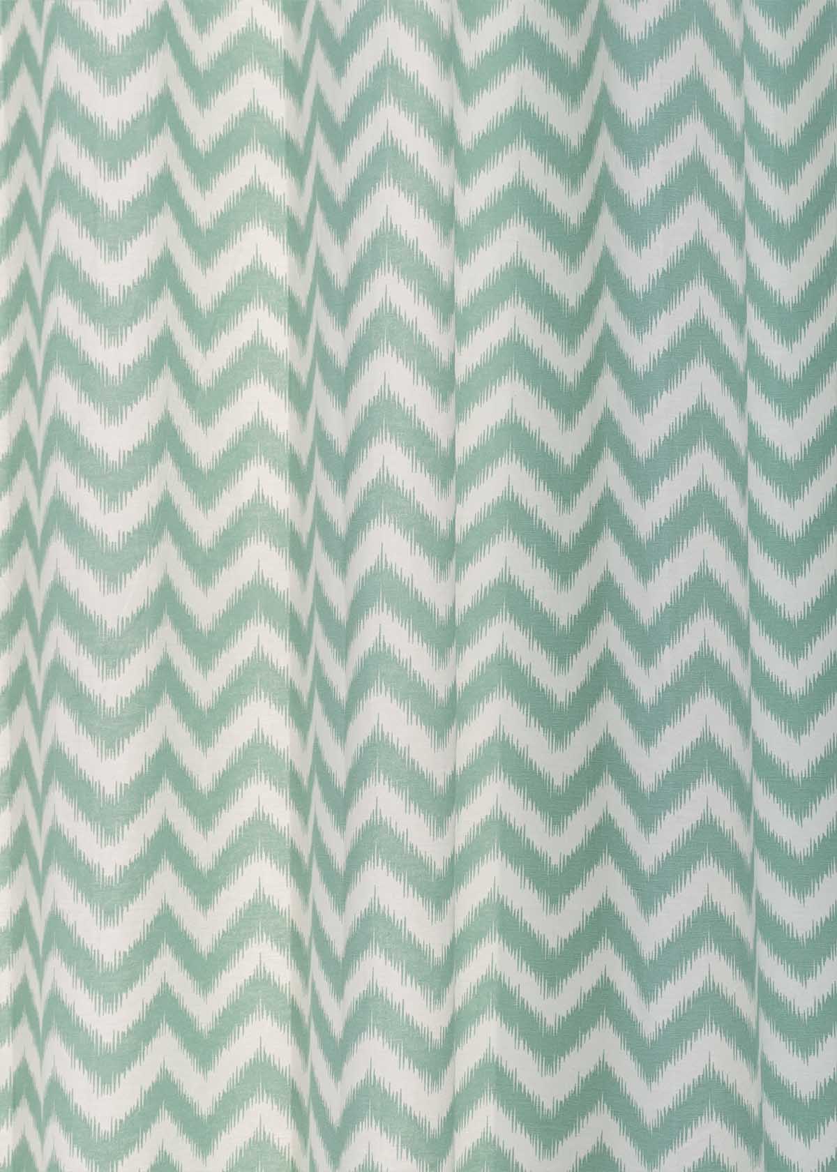 Ikat Chevron Nile Blue 100% cotton geometric curtain for living room - Room darkening - Single Piece
