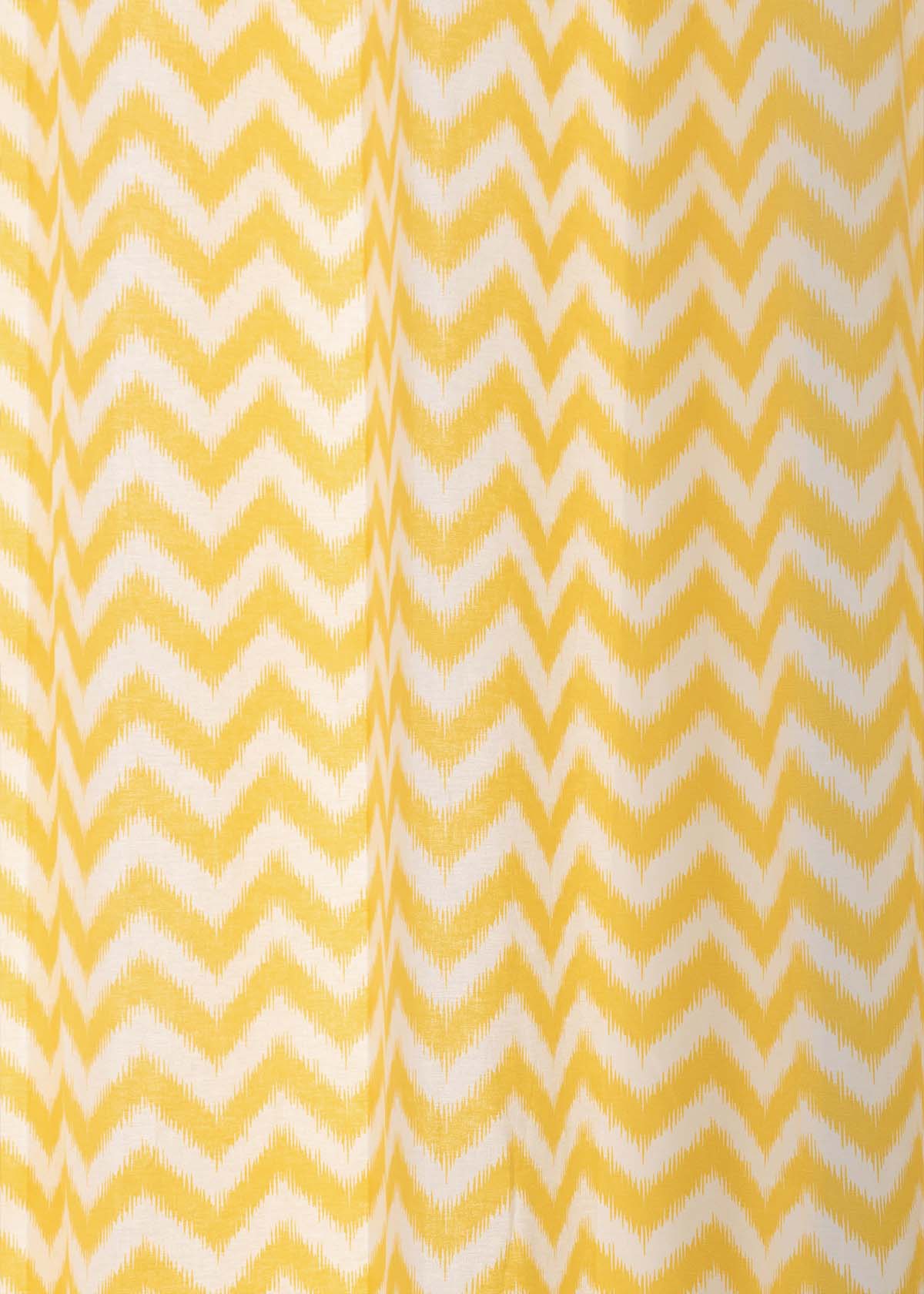 Ikat Chevron Yellow 100% cotton geometric curtain for living room - Room darkening - Single Piece