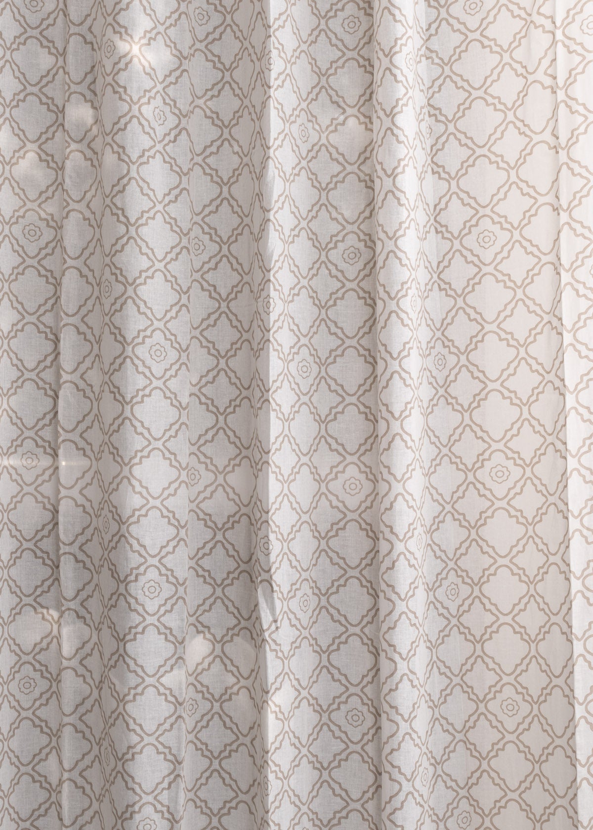 Lattice 100% cotton Sheer Geometric curtain for Living room & bedroom - Light filtering - Walnut Grey - Single Piece