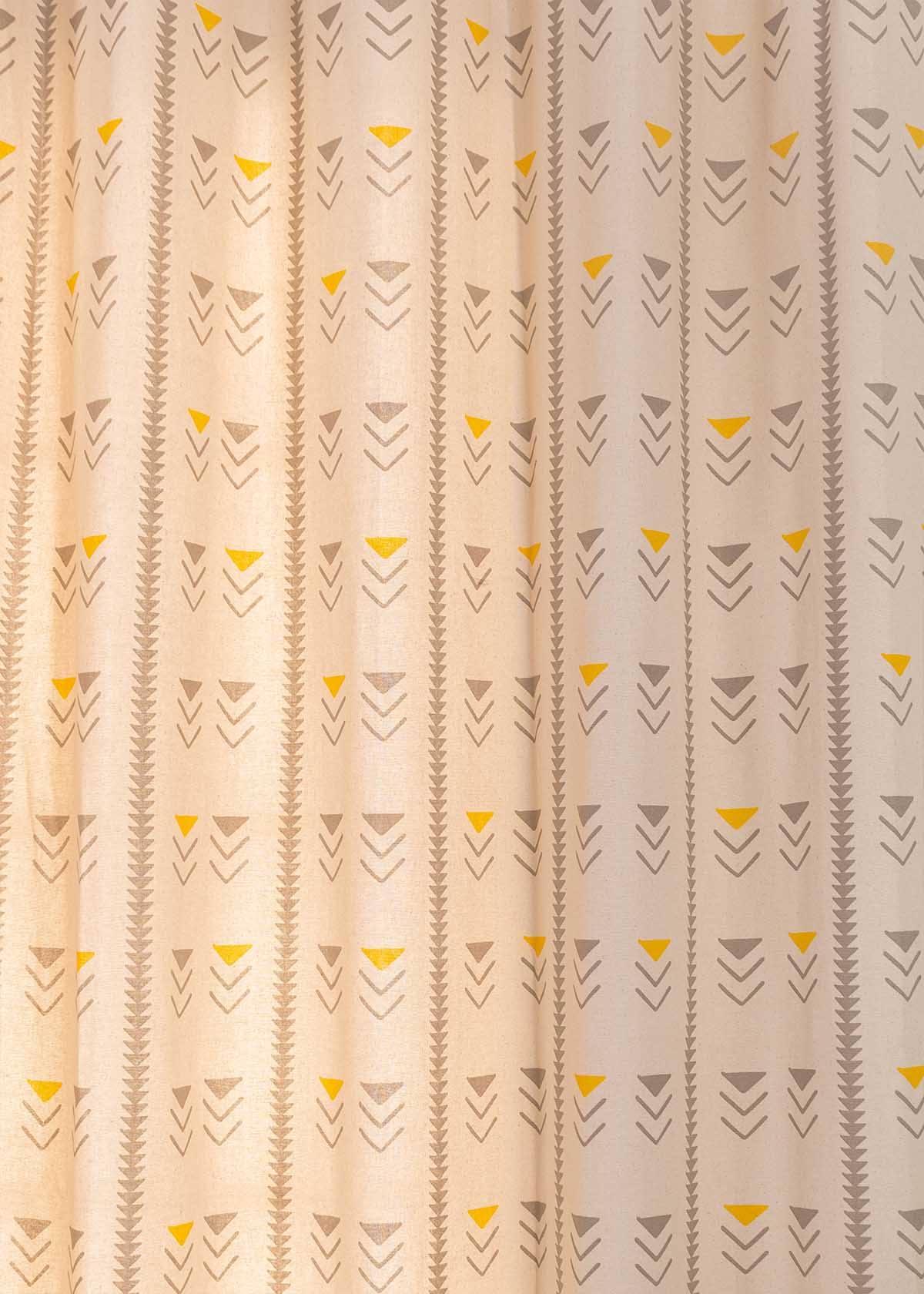 Mudline Printed 100% cotton ethnic curtain for living room - Room darkening - Mustard - Single Piece