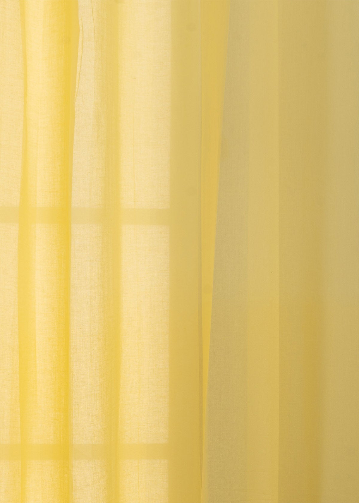 Solid Pale Yellow sheer 100% cotton plain curtain for Living room & bedroom - Light filtering - Single Piece