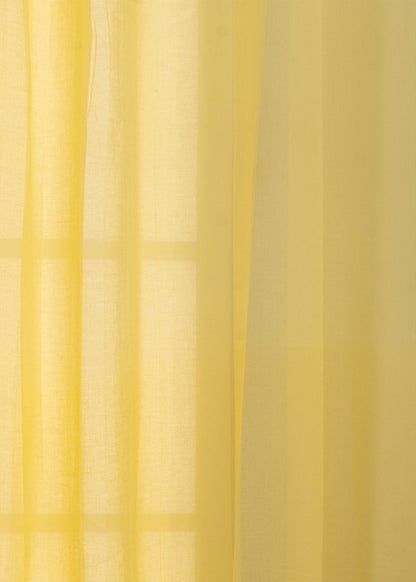 Solid Pale Yellow sheer 100% cotton plain curtain for Living room & bedroom - Light filtering - Single Piece