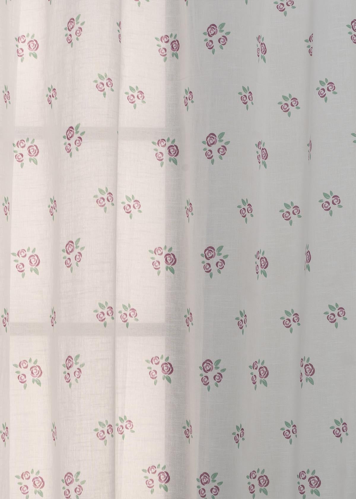Rose Garden Lavender 100% Cotton Sheer floral curtain for Living room - Light filtering - Single Piece