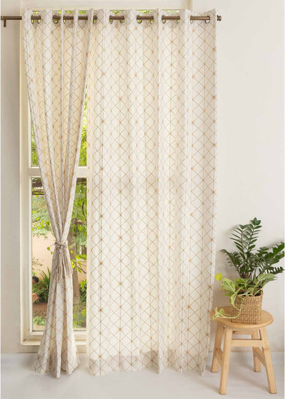 Stardust Printed 100% cotton floral curtain for Living room & bed room - Light Reduction - Single Piece