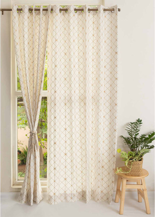 Stardust Printed 100% cotton floral curtain for Living room & bed room - Light Reduction - Single Piece