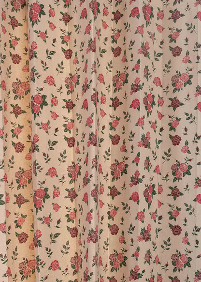 Wild Roses 100% cotton floral curtain for Living room & bed room - Room darkening - Single Piece