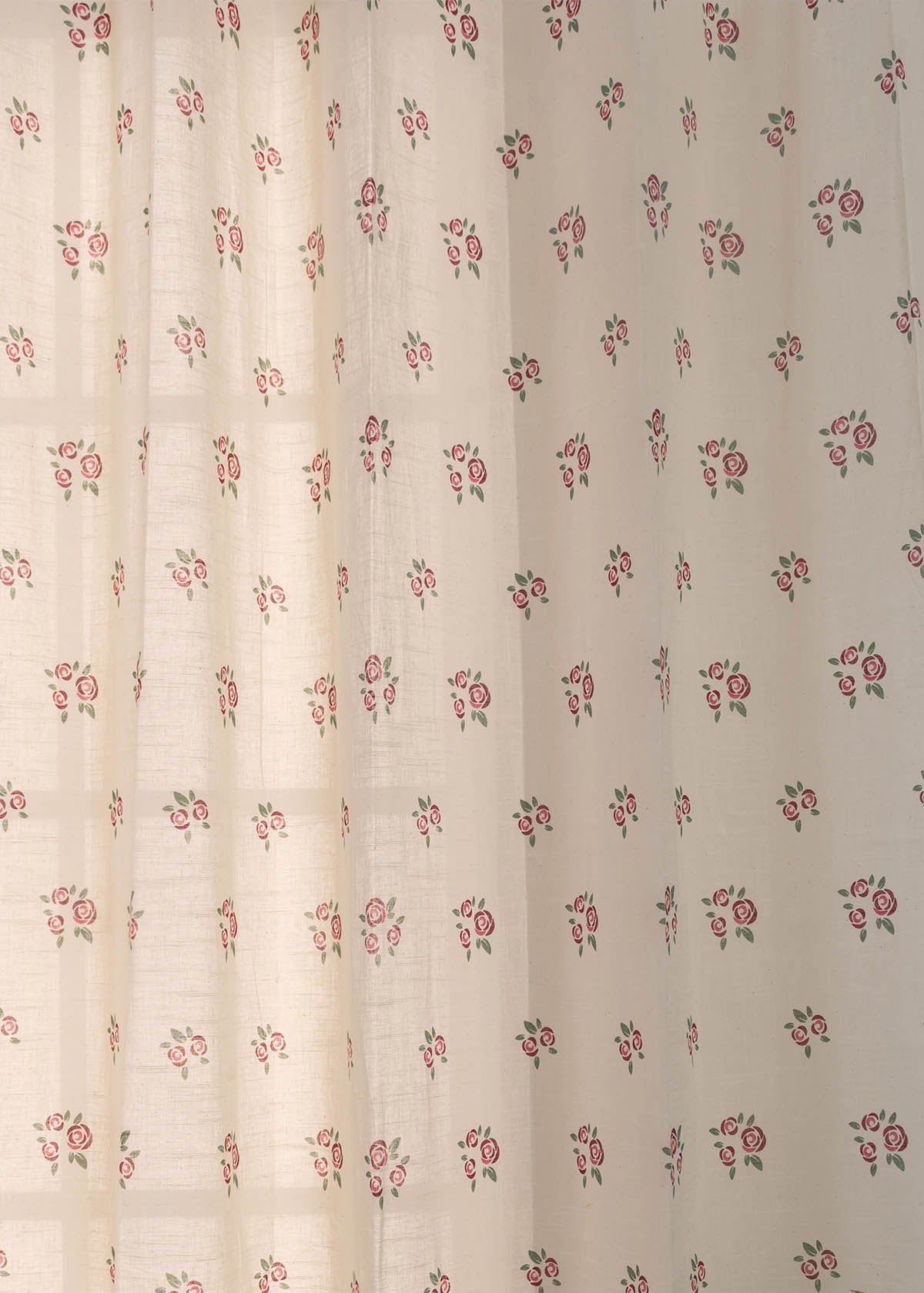 Rose Garden printed sheer Fabric - Wine Red