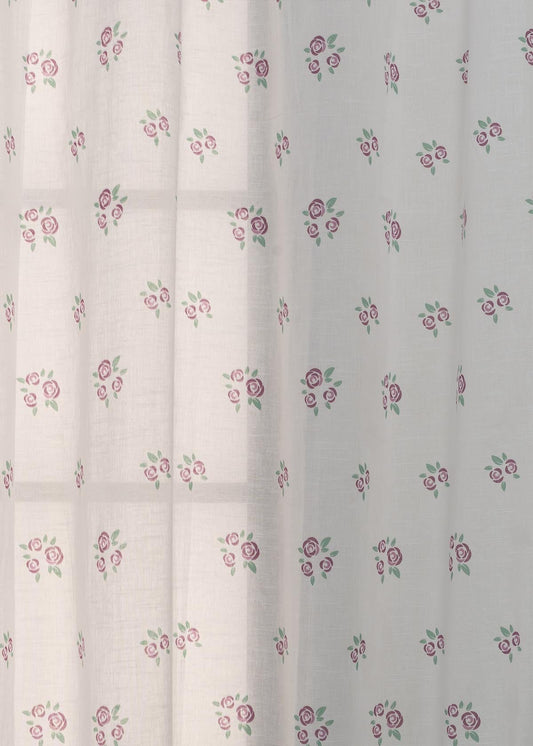 Rose Garden printed sheer Fabric - Lavender