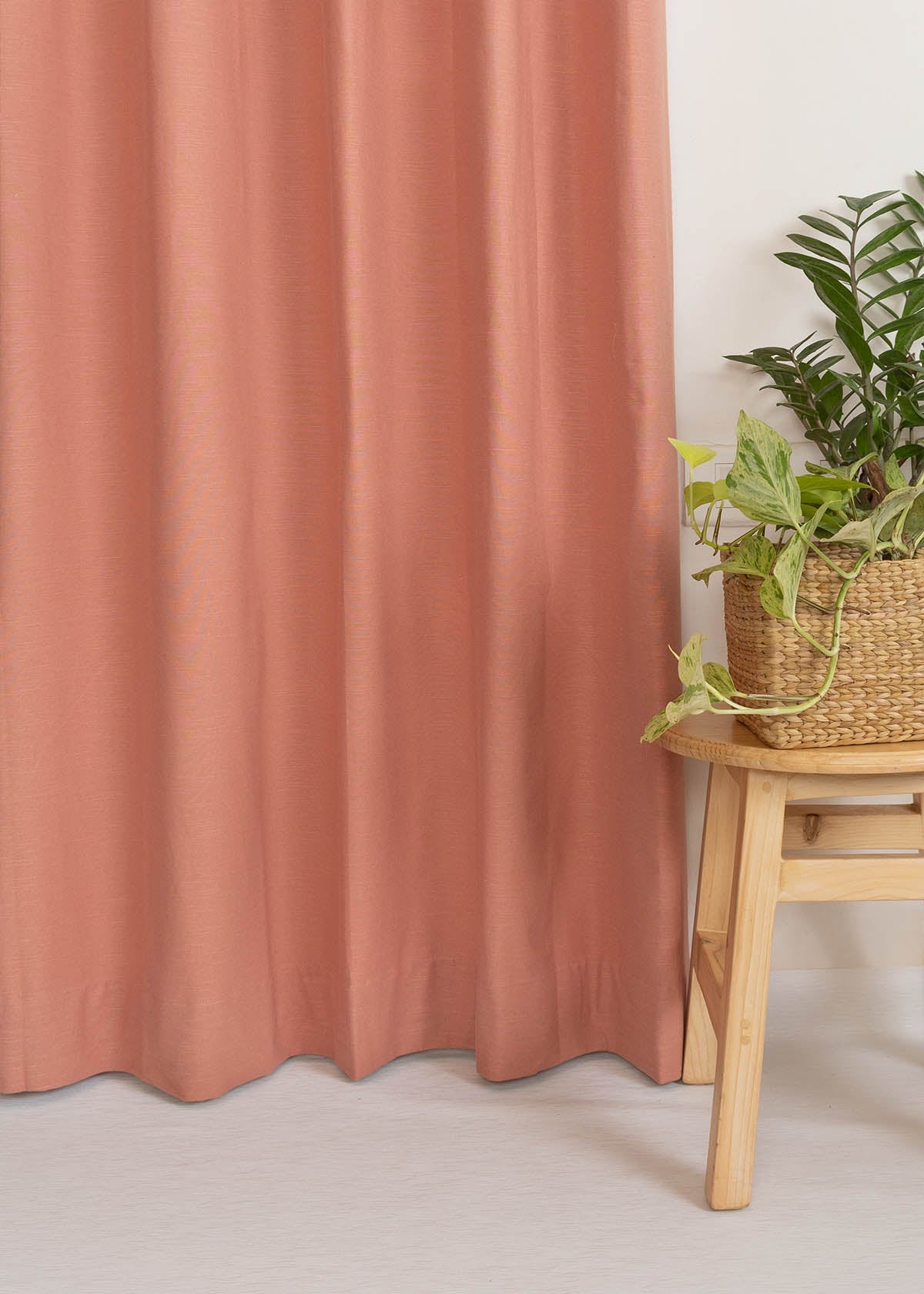 Solid Rust 100% cotton plain curtain for bedroom - Room darkening - Single Piece