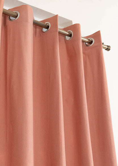 Solid Rust 100% cotton plain curtain for bedroom - Room darkening - Single Piece
