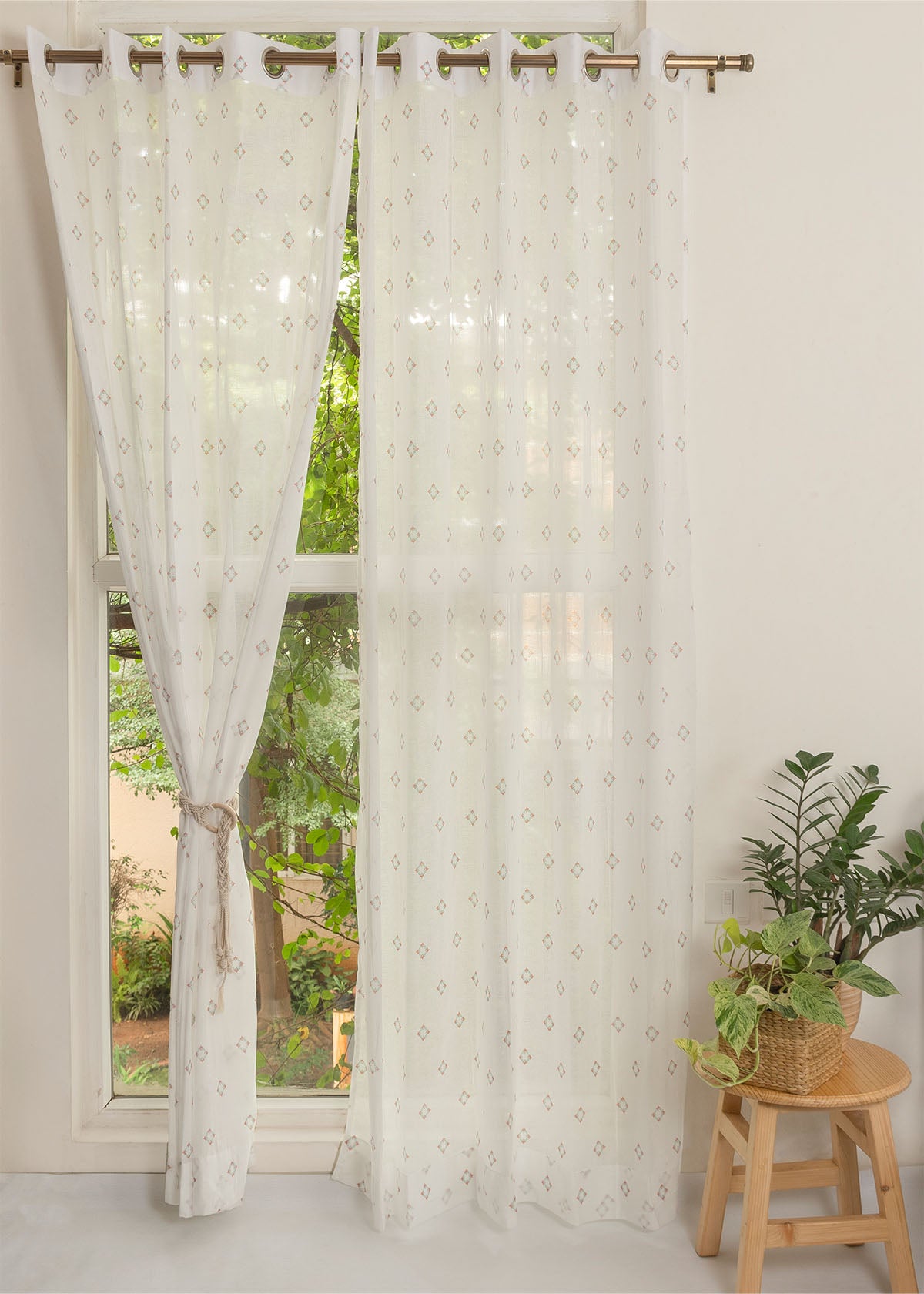 Sacred Waters printed sheer Fabric - Multicolor