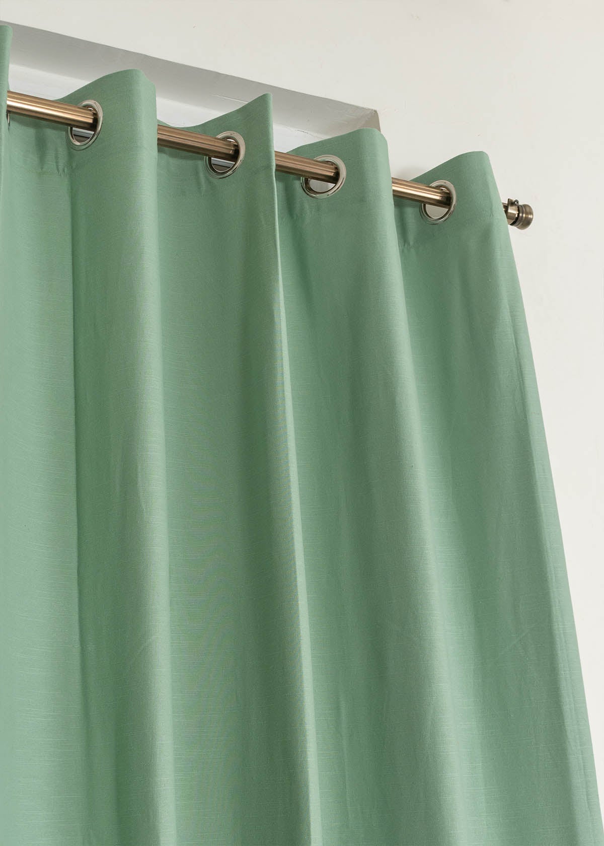 Solid Sage green 100% cotton plain curtain for bedroom - Room darkening - Single Piece