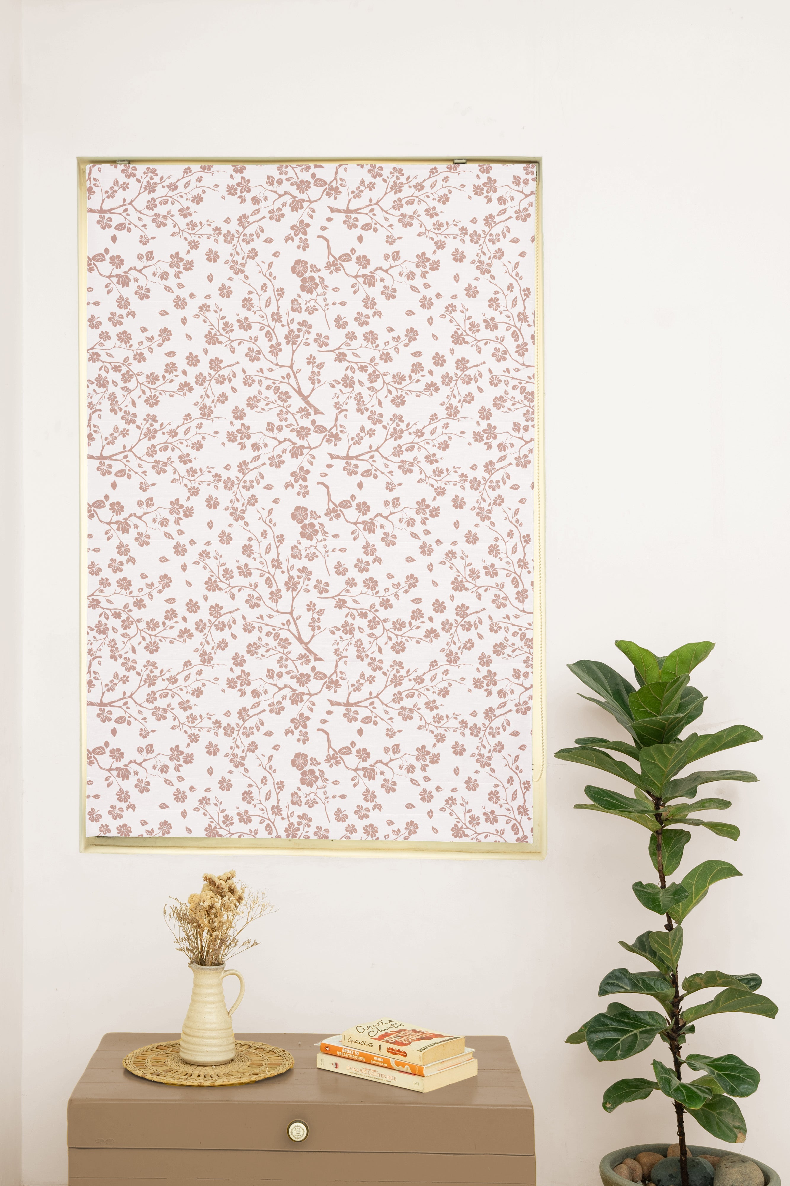 Sakura 100% Cotton Sheer Printed Customizable blind for livingroom & Bedrooms-Light Filtering