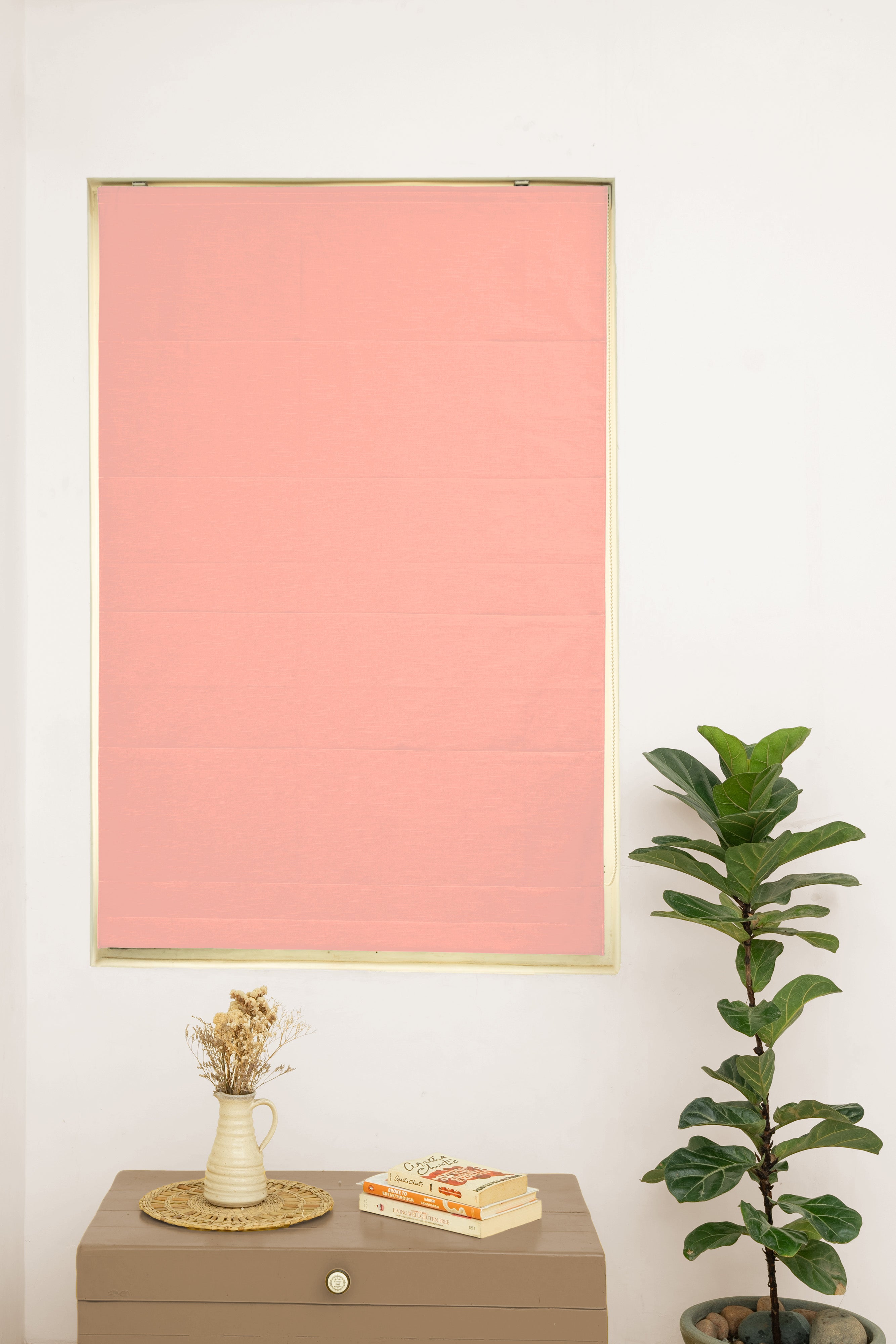 Clay 100% Solid Cotton Sheer Customizable blind for livingroom & Bedrooms-Light Filtering