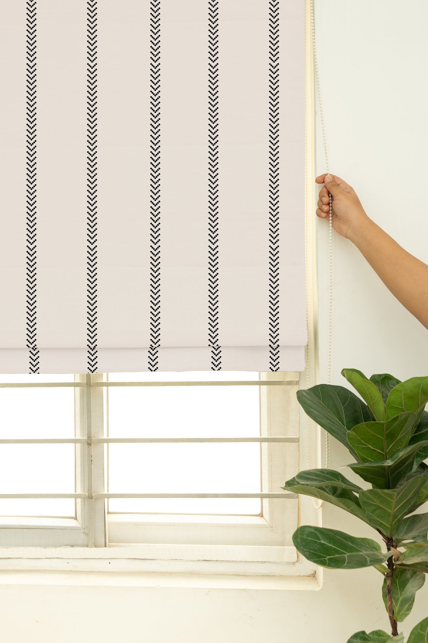 Spear 100% Cotton Sheer Printed Customizable blind for livingroom & Bedrooms-Light Filtering