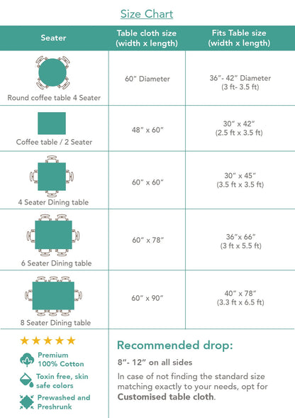 Gingham checks 100% cotton geometric table cloth for 4 seater or 6 seater dining - Sage Green