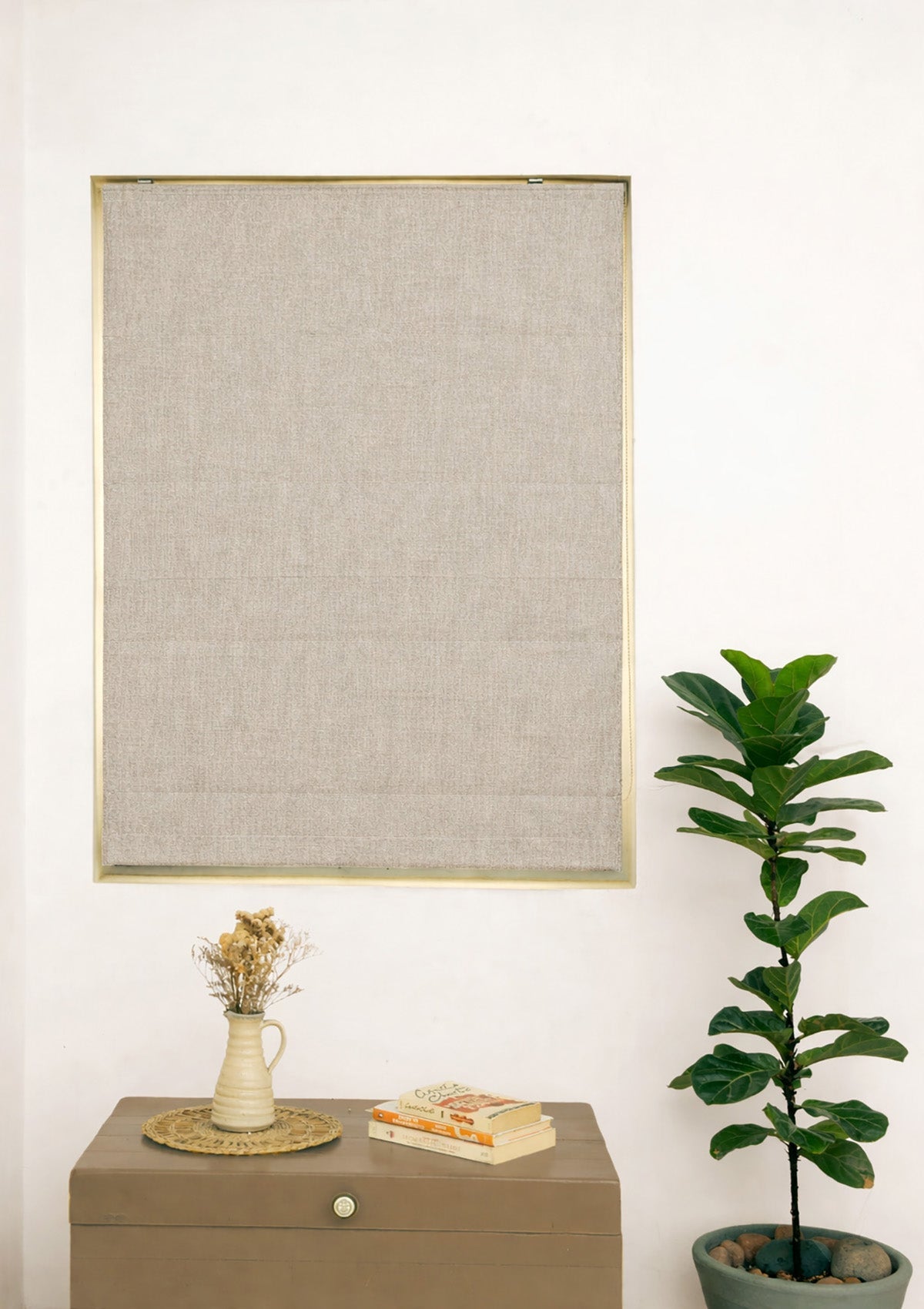 Toffee Brown Textured 100% Cotton Blind For Living Room | Light Filtering