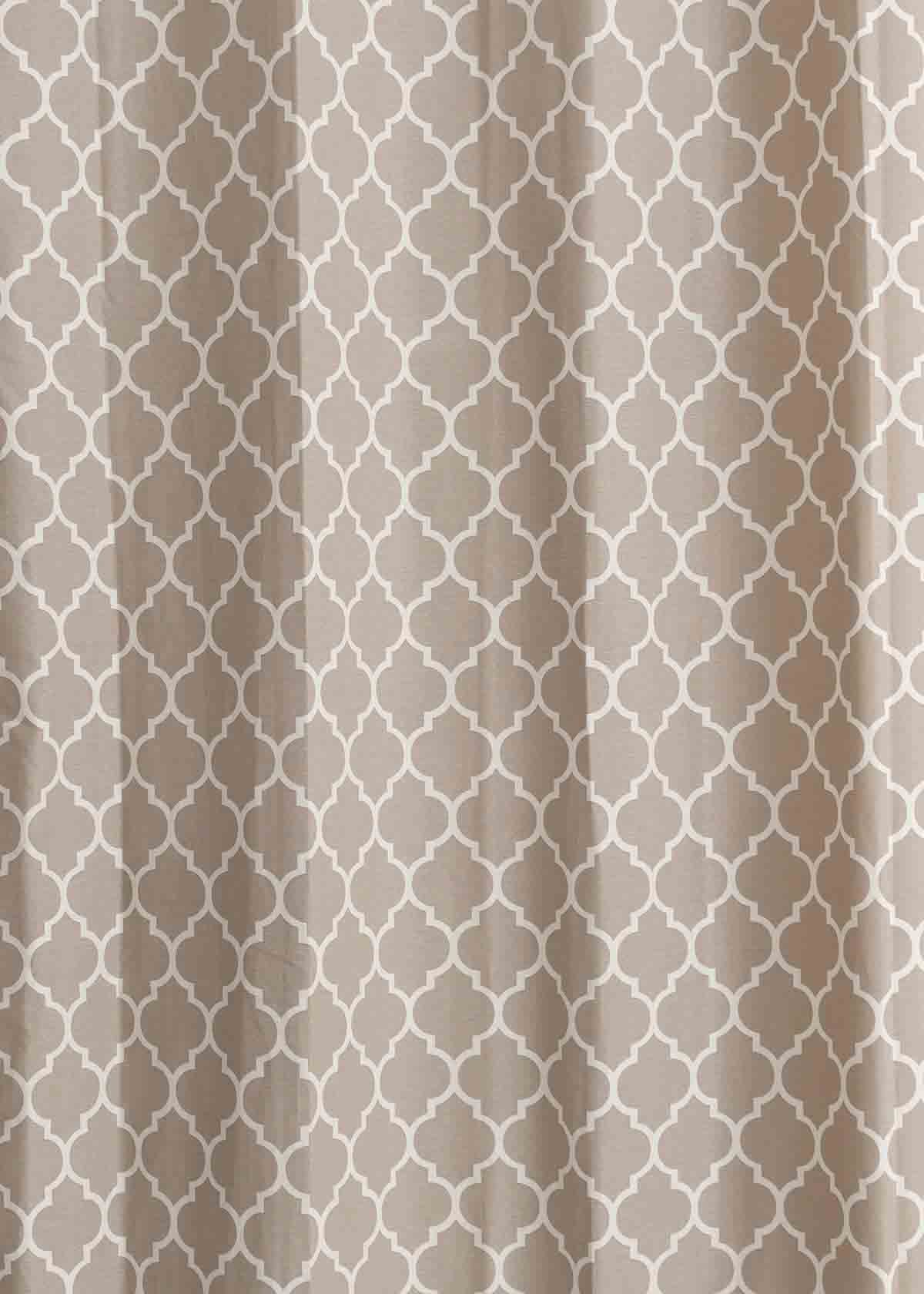 Reverse Trellis 100% cotton geometric curtain for bed room - Room darkening - Walnut Grey - Single Piece