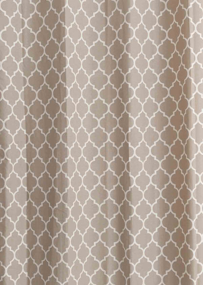 Reverse Trellis 100% cotton geometric curtain for bed room - Room darkening - Walnut Grey - Single Piece