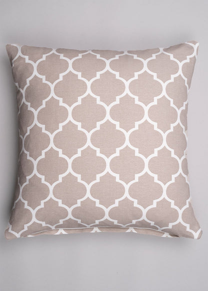 Reverse Trellis 100% cotton geometric cushion cover for sofa - Walnut grey