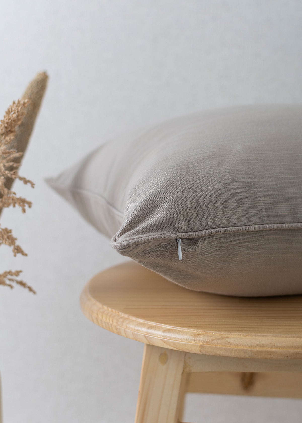 Solid Walnut Grey 100% cotton plain cushion cover for sofa