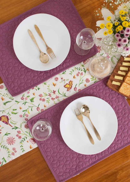 Whimsical Garden 100% cotton floral table runner for 4 seater or 6 seater dining - multicolor