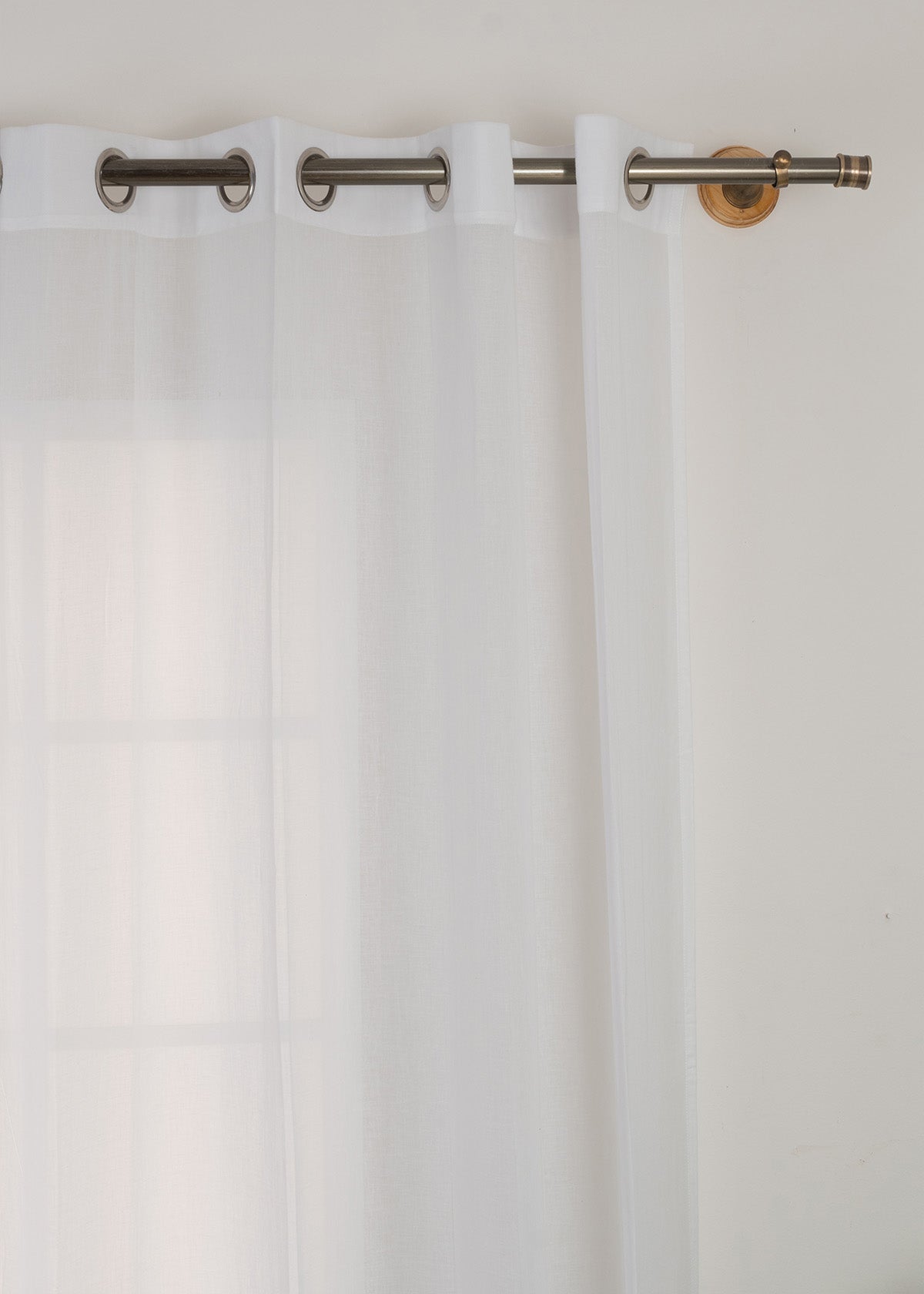 Solid white sheer 100% cotton plain curtain for Living room & bedroom - Light filtering - Single Piece