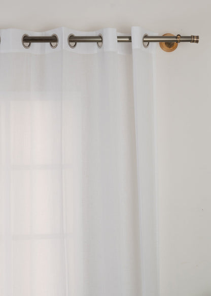 Solid white sheer 100% cotton plain curtain for Living room & bedroom - Light filtering - Single Piece