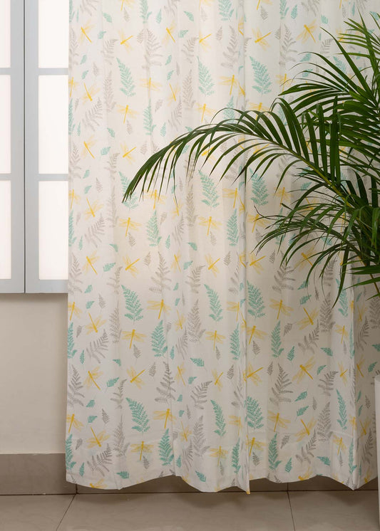 Winged Skies 100% cotton floral curtain for kids room, living room & bed room - Light Reduction - Single Piece